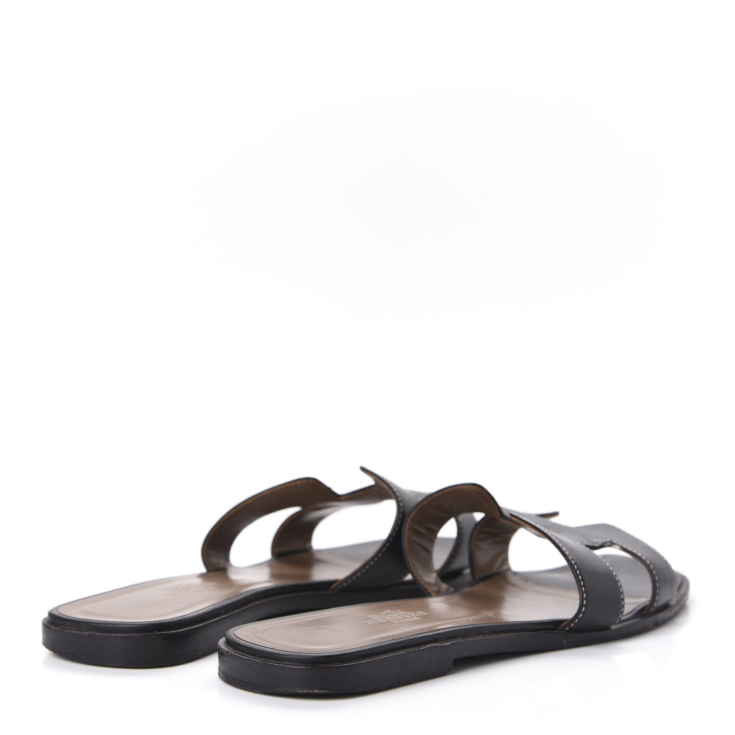 Hermes Box Calfskin Oran Sandals 38 Black 4 of 10