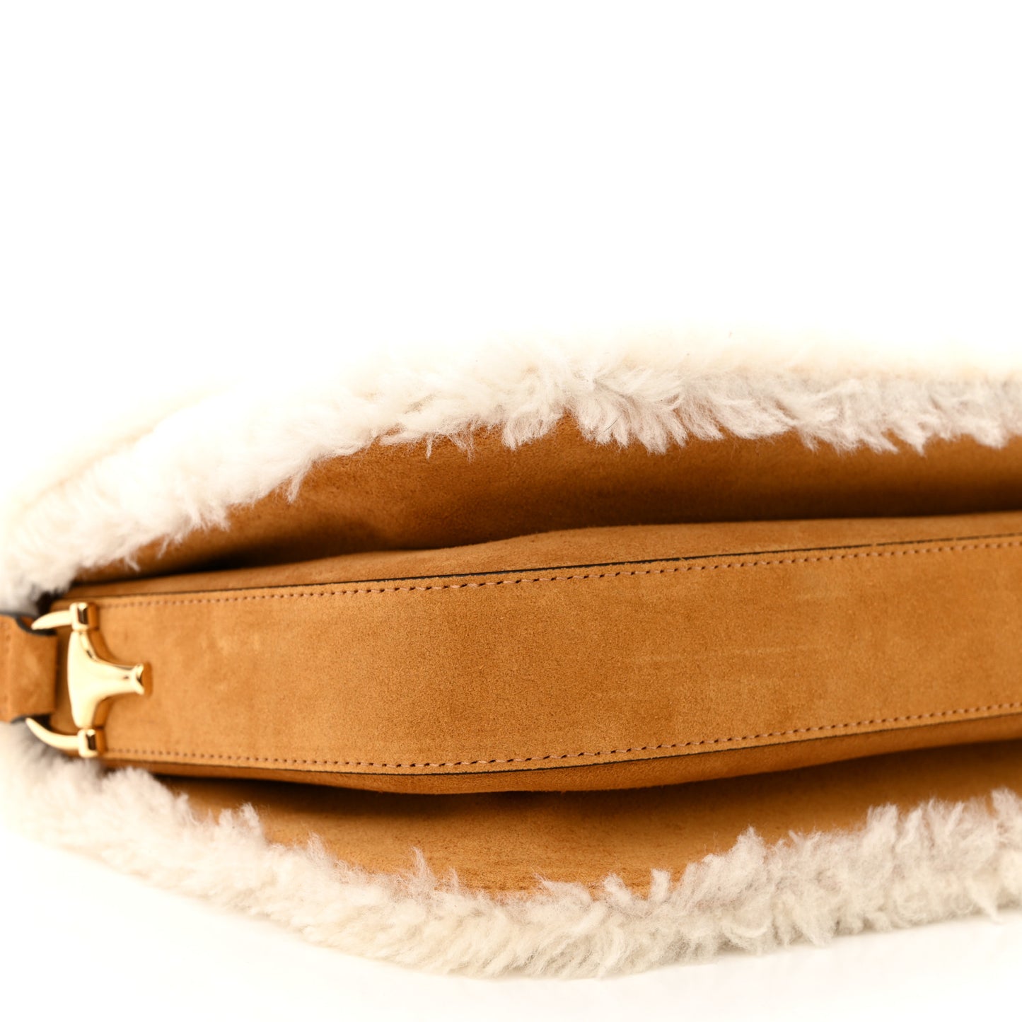 Suede Shearling Horsebit 1955 Shoulder Bag Brown