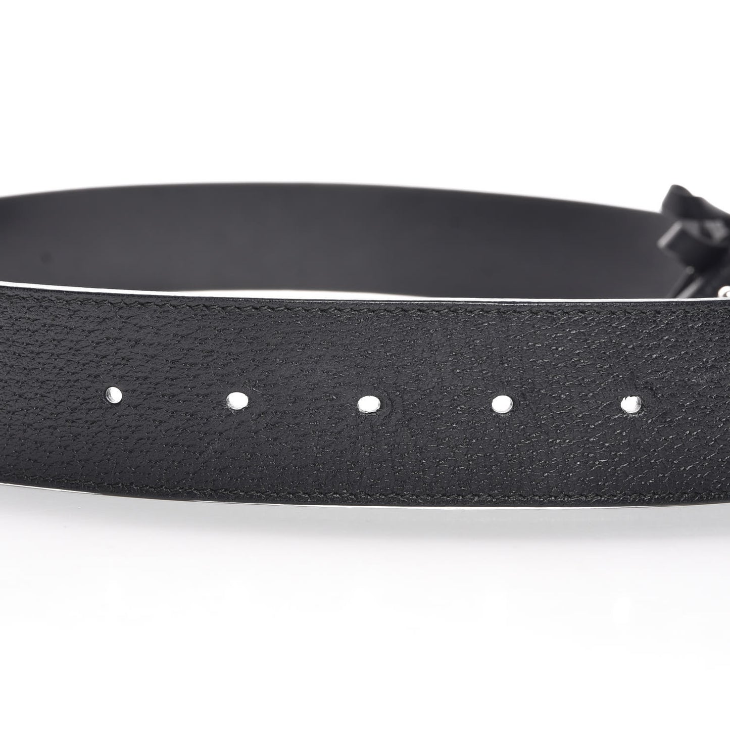 Textured Dollar Calfskin Nickel Double G 40mm Belt 80 32 Black