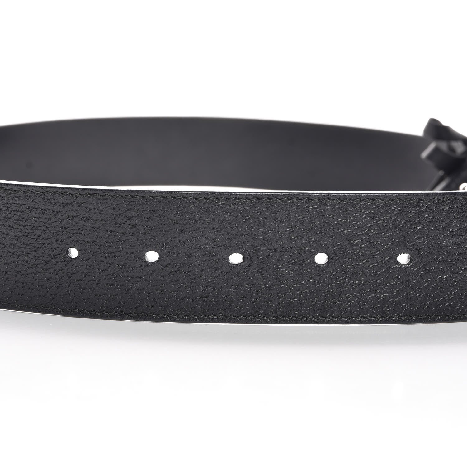 Gucci Textured Dollar Calfskin Nickel Double G 40mm Belt 80 32 Black 4 of 7