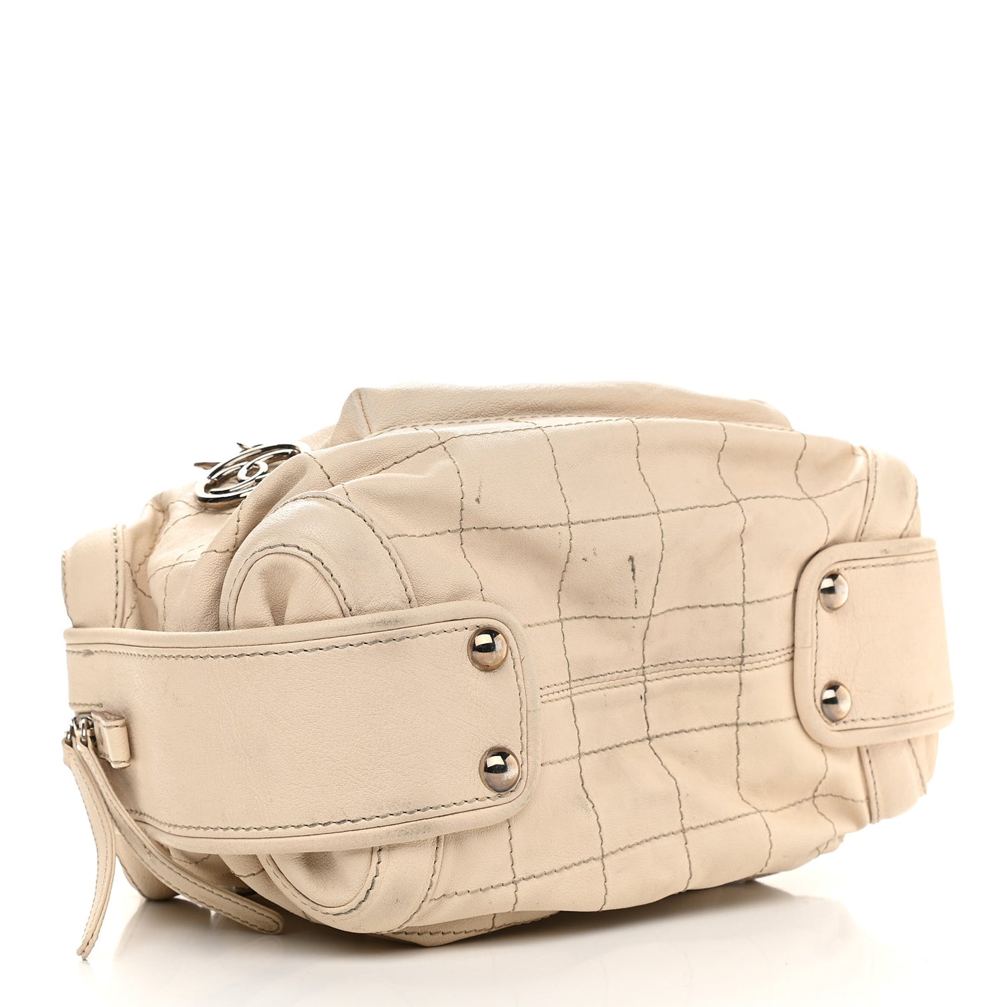 Calfskin Stitched Outdoor Ligne Bowler Beige