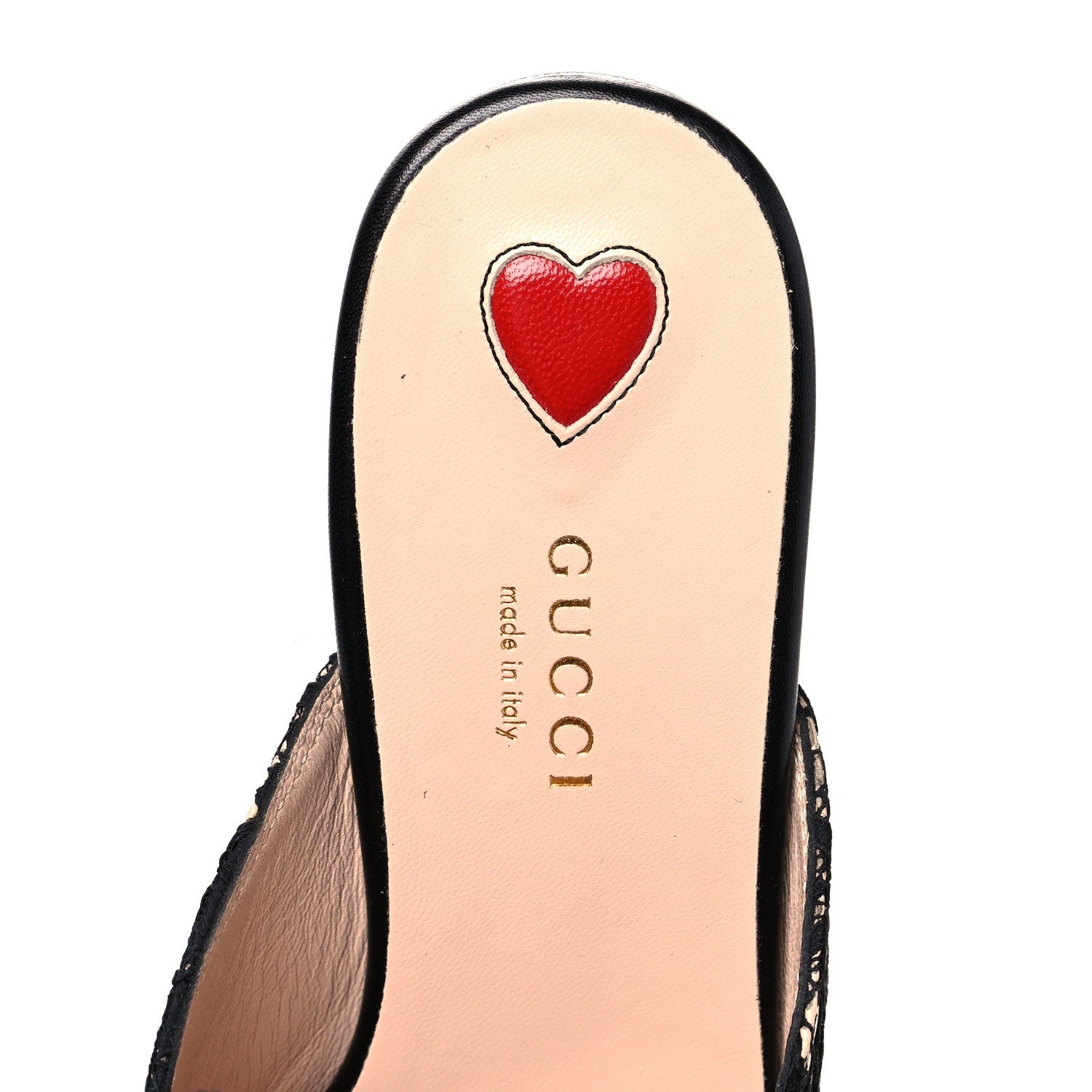 Gucci Lace Malaga Kid Womens Princetown Slippers 37 Black Skin Rose 7 of 9