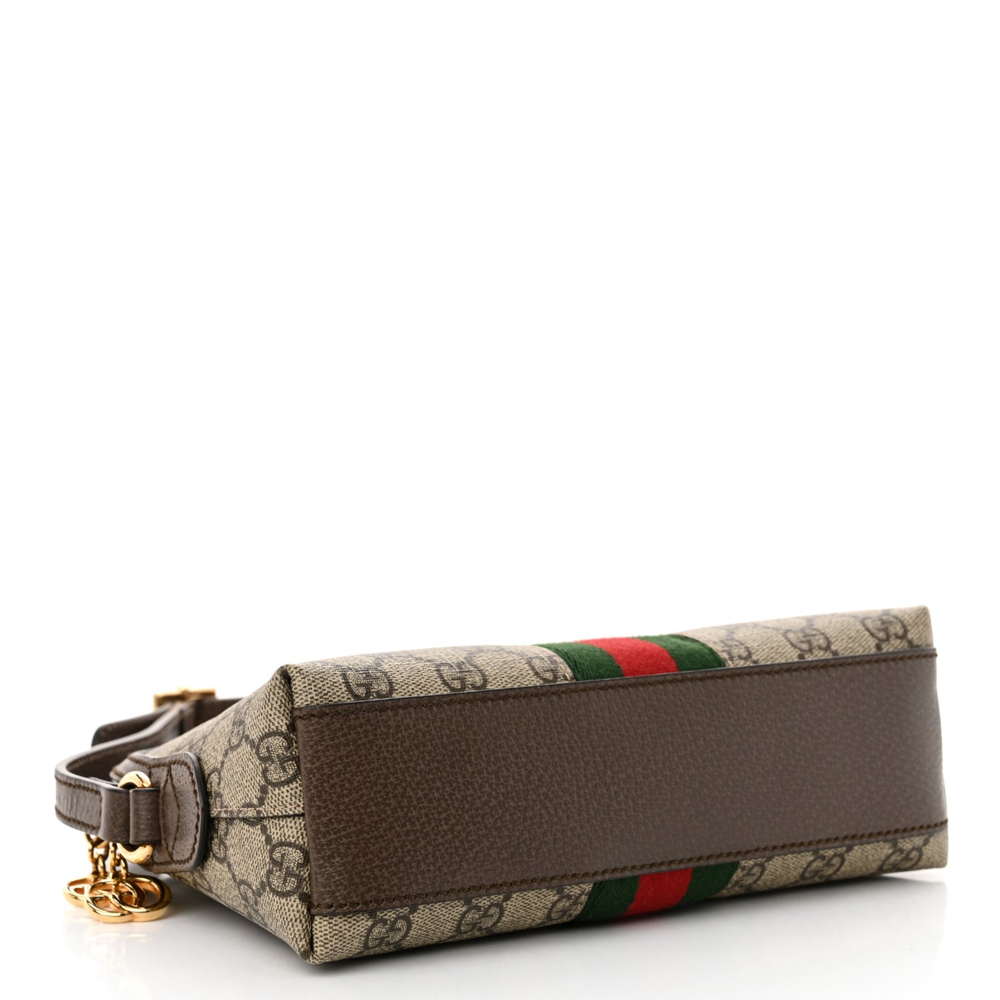 GG Supreme Monogram Textured Dollar Calfskin Web Small Ophidia Dome Shoulder Bag Beige Ebony New Acero