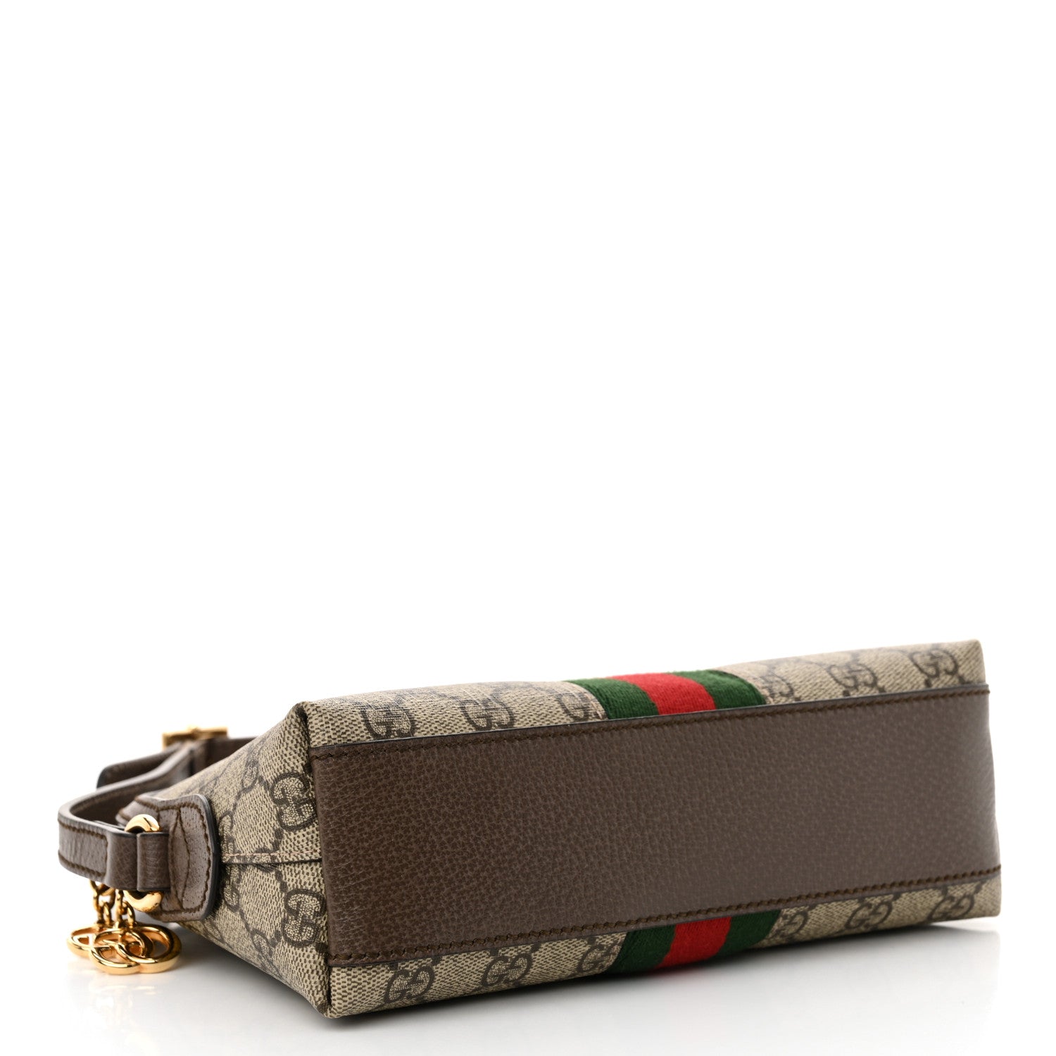 Gucci GG Supreme Monogram Textured Dollar Calfskin Web Small Ophidia Dome Shoulder Bag Beige Ebony New Acero 4 of 10
