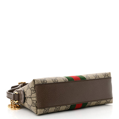 Gucci GG Supreme Monogram Textured Dollar Calfskin Web Small Ophidia Dome Shoulder Bag Beige Ebony New Acero 4 of 10