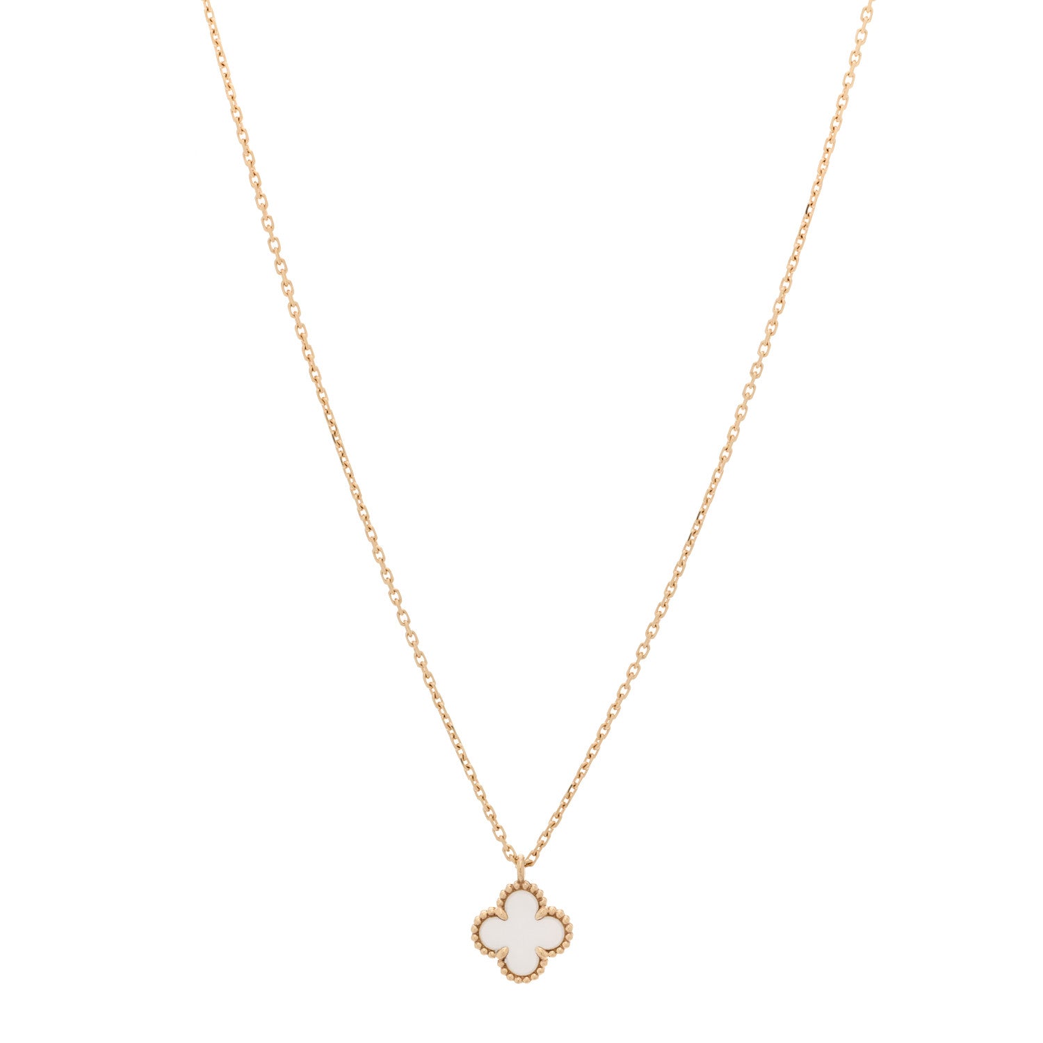 Van Cleef & Arpels 18K Yellow Gold Mother of Pearl Sweet Alhambra Pendant Necklace 1 of 4