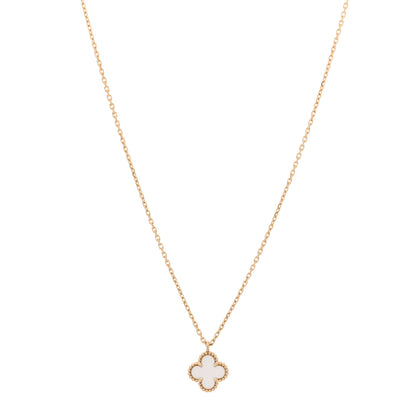 Van Cleef & Arpels 18K Yellow Gold Mother of Pearl Sweet Alhambra Pendant Necklace 1 of 4