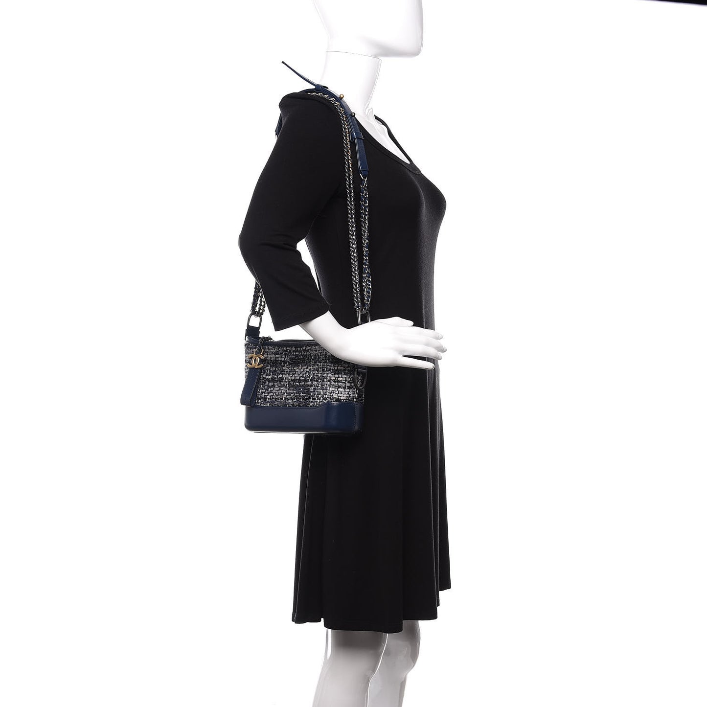 Tweed Calfskin Small Gabrielle Hobo Blue
