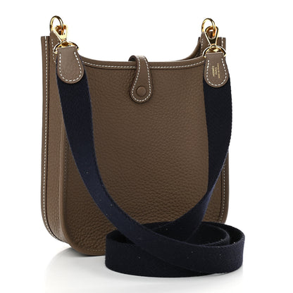 Hermes Taurillon Clemence Amazone Evelyne TPM Etoupe Bleu Indigo 3 of 11