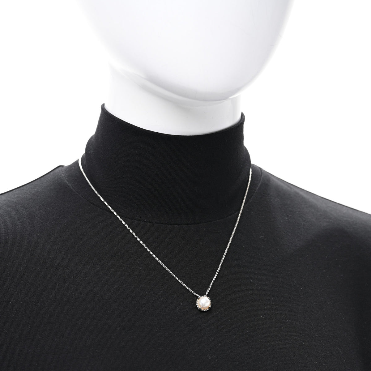 David Yurman Sterling Silver Cultured Pearl 8mm Petite Chatelaine Pendant Necklace 2 of 4