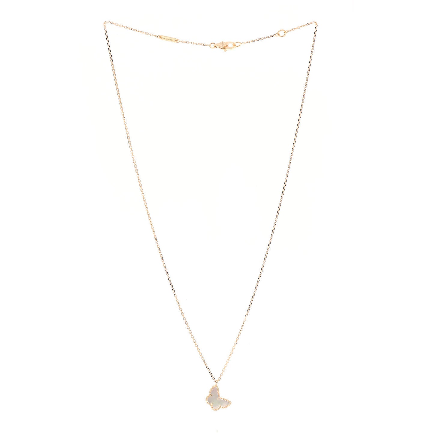 18K Yellow Gold Mother of Pearl Sweet Alhambra Butterfly Pendant Necklace