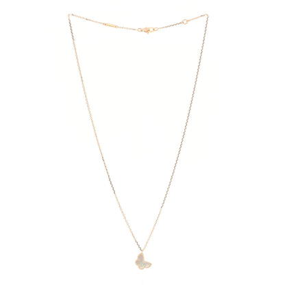 Van Cleef & Arpels 18K Yellow Gold Mother of Pearl Sweet Alhambra Butterfly Pendant Necklace 3 of 7