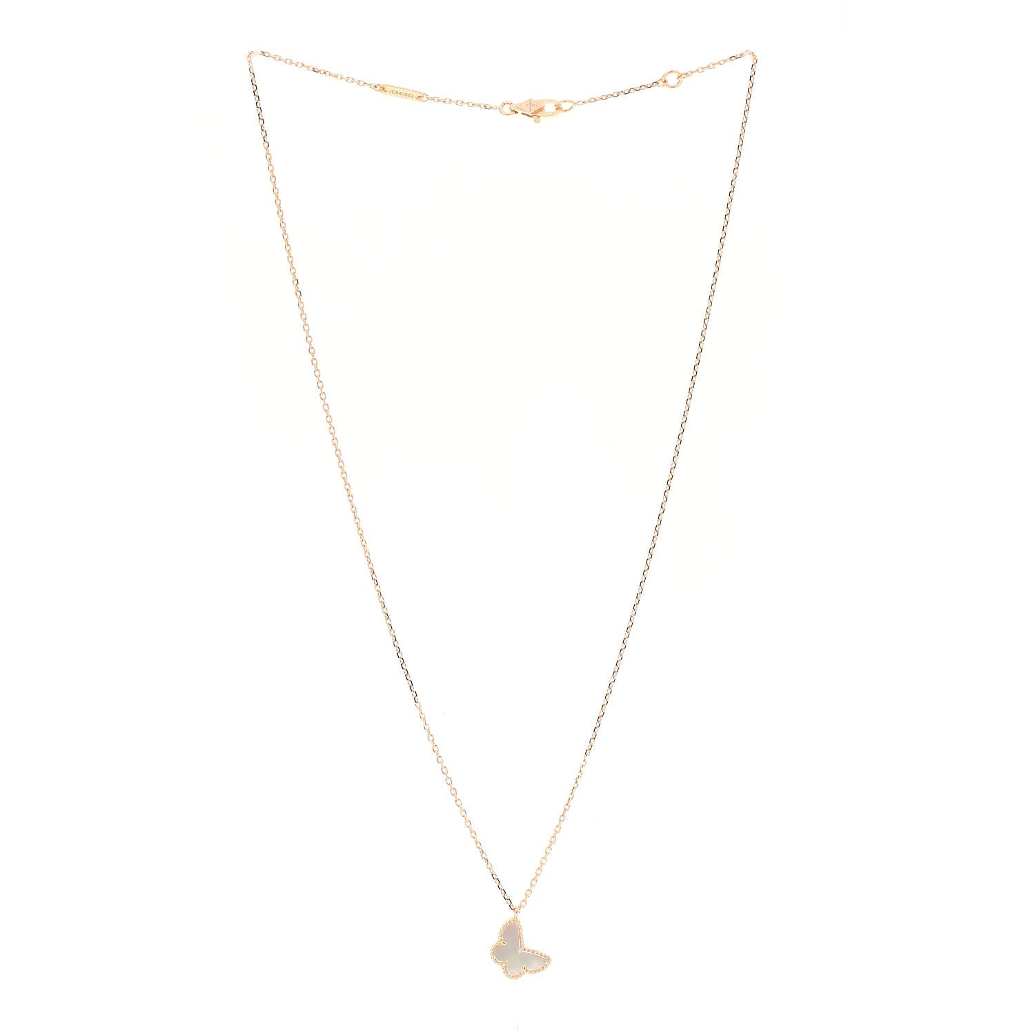 Van Cleef & Arpels 18K Yellow Gold Mother of Pearl Sweet Alhambra Butterfly Pendant Necklace 3 of 7