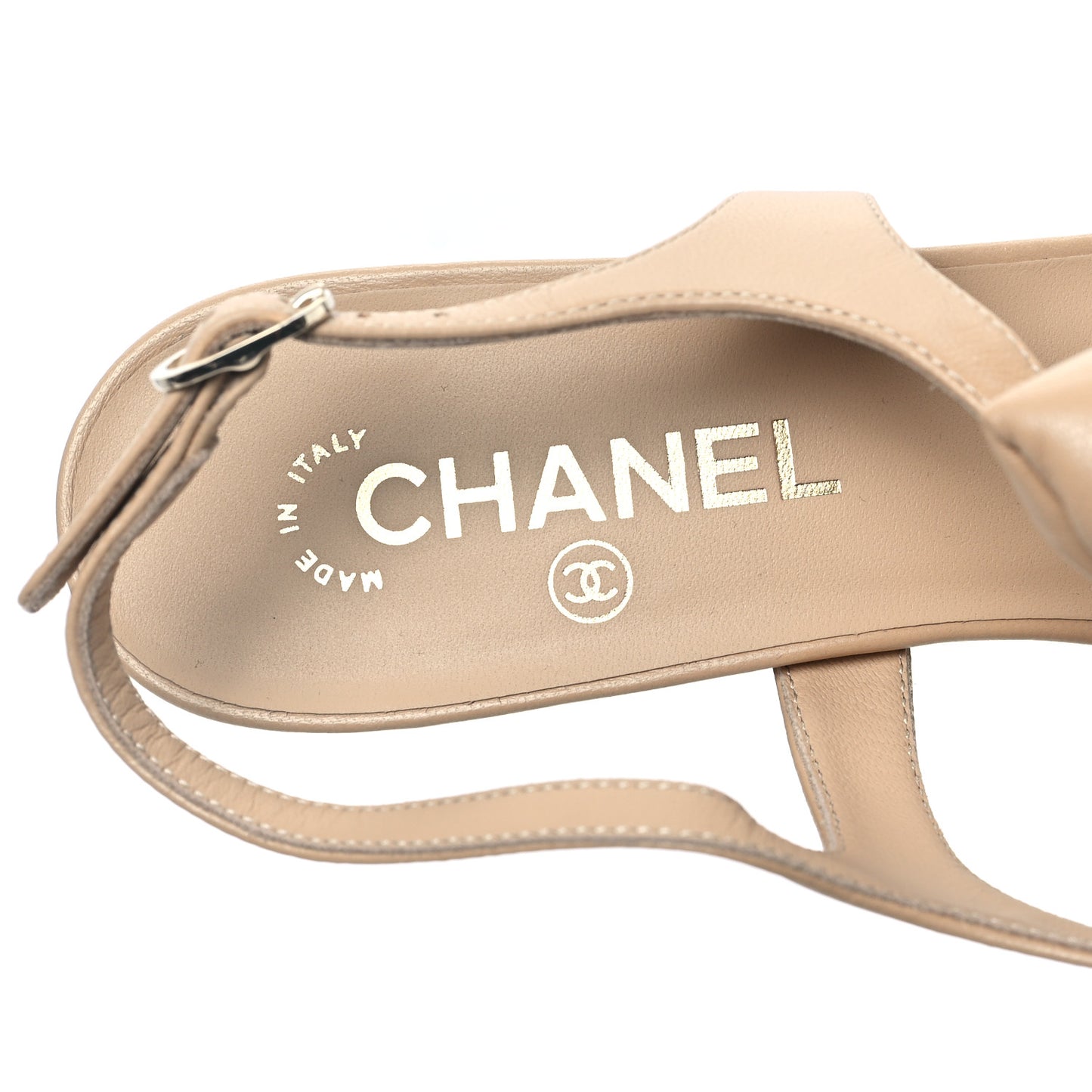 Lambskin CC Bow 55mm Sandals 41 Beige Black