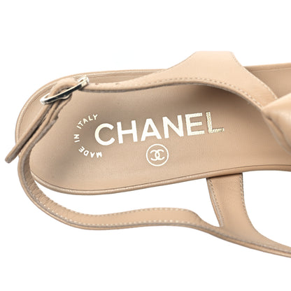 Chanel Lambskin CC Bow 55mm Sandals 41 Beige Black 7 of 8