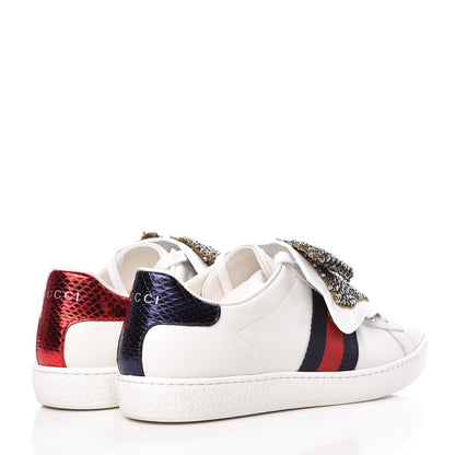 Gucci Calfskin Ayers Web Womens Ace Bow Lace Sneakers 36 White 4 of 11