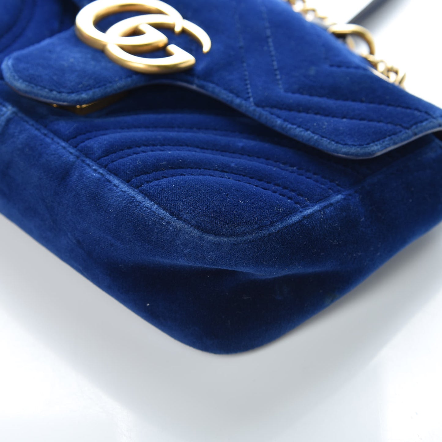 Velvet Matelasse Mini GG Marmont Shoulder Bag Cobalt Blue