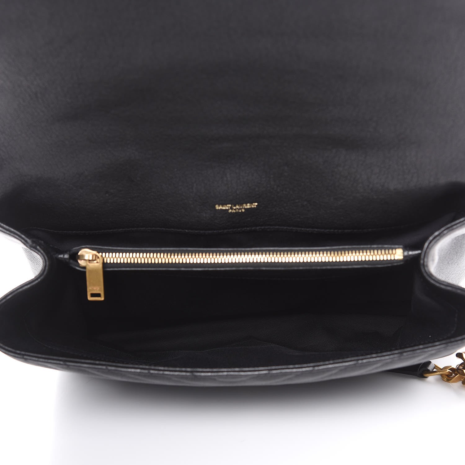 Saint Laurent Sheepskin Matelasse Chevron Monogram Large College Satchel Black 5 of 12