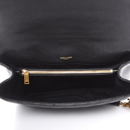 Saint Laurent Sheepskin Matelasse Chevron Monogram Large College Satchel Black 5 of 12