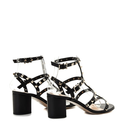 Valentino Garavani Calfskin Rockstud 60mm City Sandals 35.5 Black 3 of 6