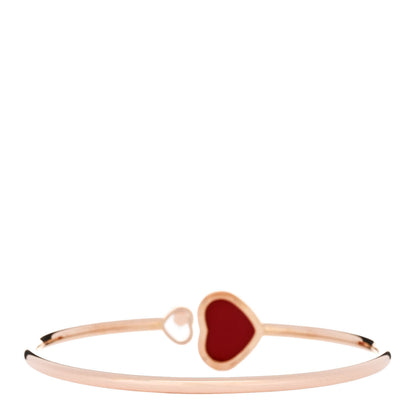 Chopard 18K Rose Gold Diamond Happy Hearts Bangle Bracelet Red 2 of 4