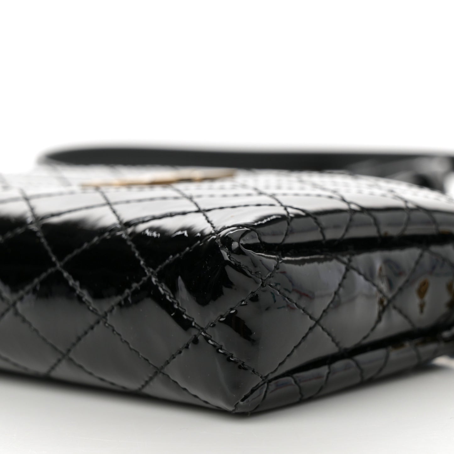 Patent Quilted Gaby Zipped Pouch Black