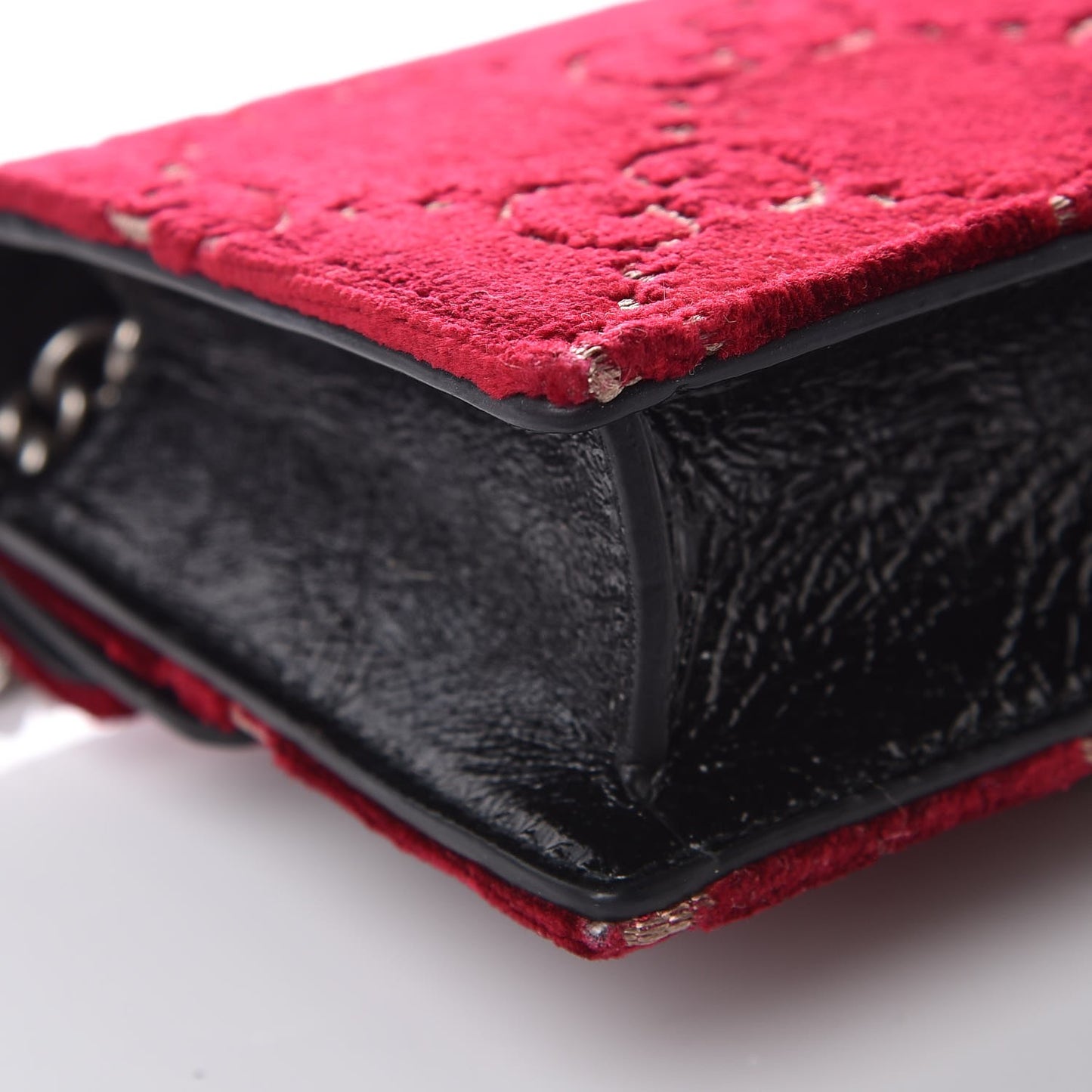 Velvet GG Monogram Super Mini Dionysus Shoulder Bag Red Cipria Black