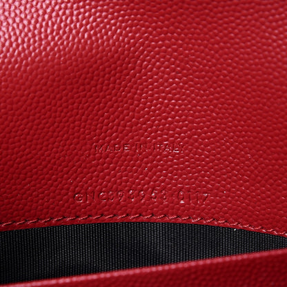Saint Laurent Grain De Poudre Matelasse Chevron Monogram Envelope Chain Wallet New Red 7 of 8