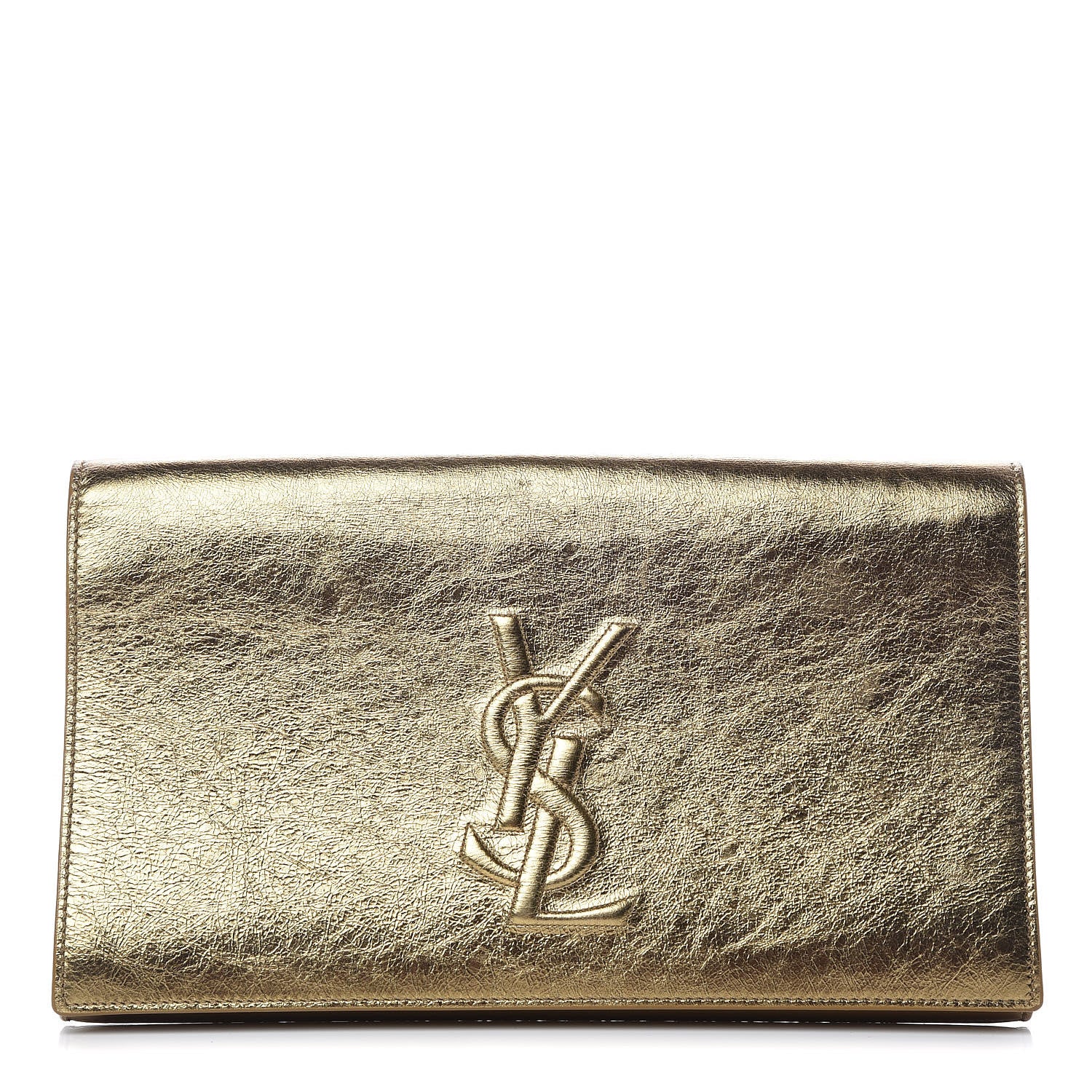 Saint Laurent Metallic Calfskin Monogram Large Belle De Jour Clutch Gold 1 of 11