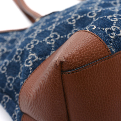 Gucci New Denim GG Monogram Medium Ophidia Shopping Tote Blue Tea Cuir 12 of 13