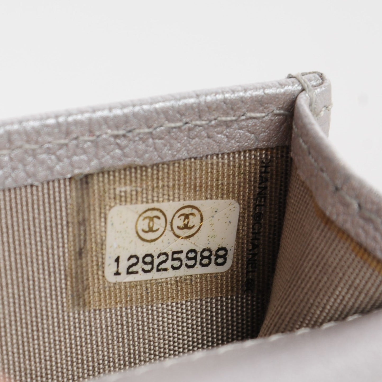 Goatskin Camellia Card Holder Wallet Silver
