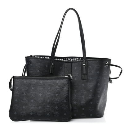 MCM Visetos Medium Liz Reversible Shopper Tote Black 3 of 19