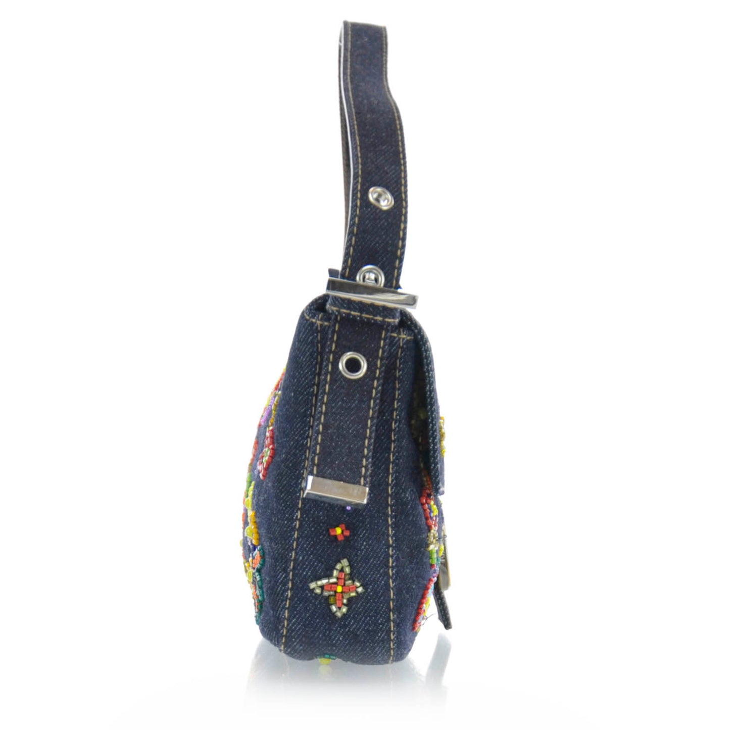 Denim Ricami Beaded Baguette Blue