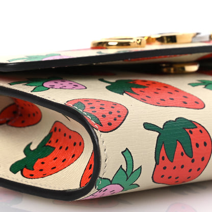 Gucci Calfskin Strawberry Print Mini Zumi Shoulder Bag Ivory Red 9 of 13