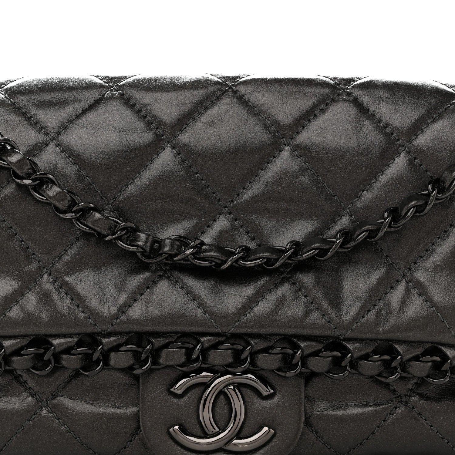 Chanel Calfskin Quilted Medium Chain Me Flap Grey 8 of 11