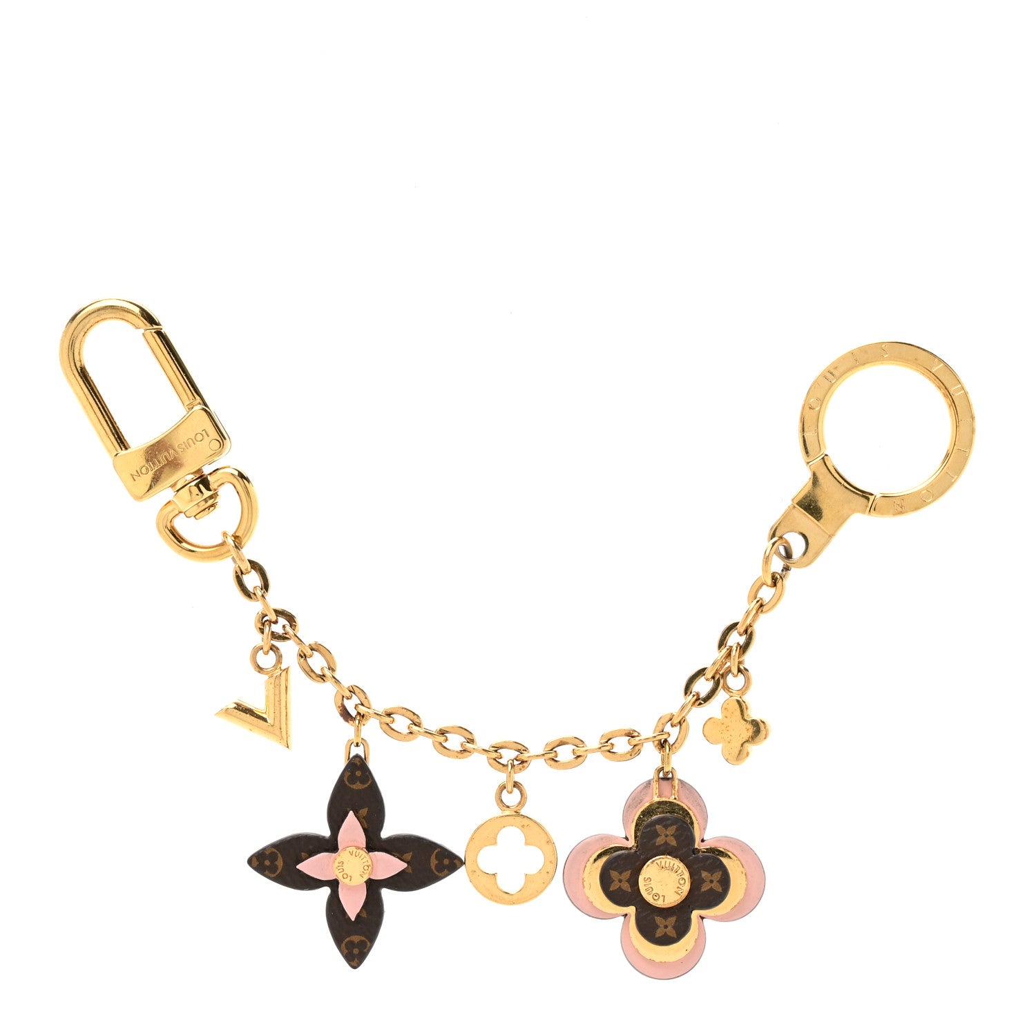 Louis Vuitton Brass Monogram Blooming Flowers Bag Charm Key Holder Rose Ballerine 1 of 5