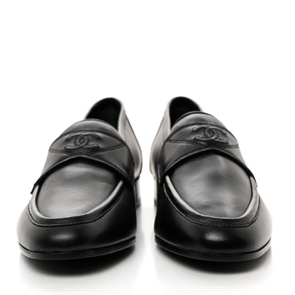 Chanel Calfskin Womens Stitched CC Loafers 35.5 Black 2 of 8