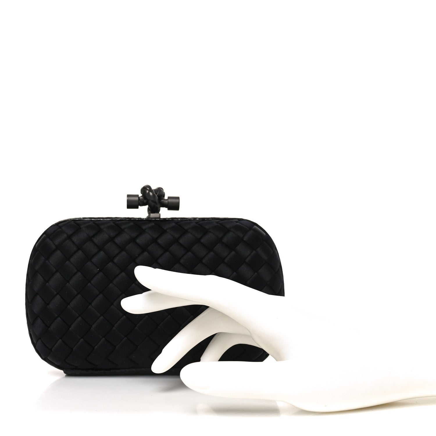 Bottega Veneta Satin Intreccio Impero Ayers Knot Clutch Black 2 of 8