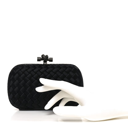 Bottega Veneta Satin Intreccio Impero Ayers Knot Clutch Black 2 of 8