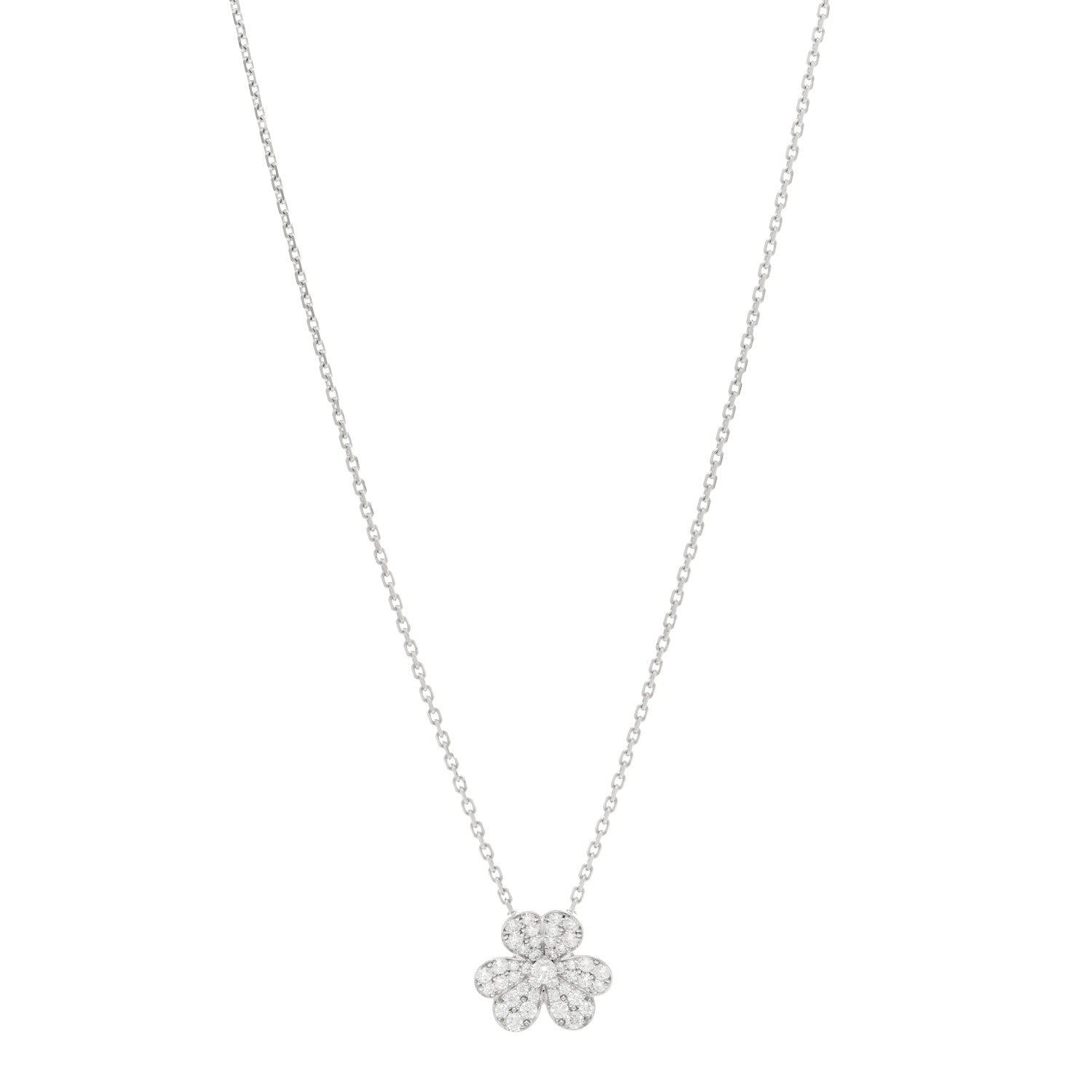 Van Cleef & Arpels 18K White Gold Diamond Small Frivole Pendant Necklace 1 of 5