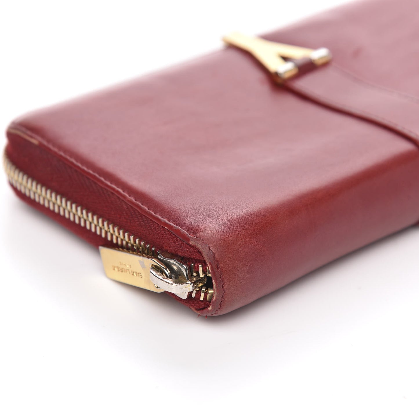 Calfskin Classic Y Ligne Zip Around Wallet Red