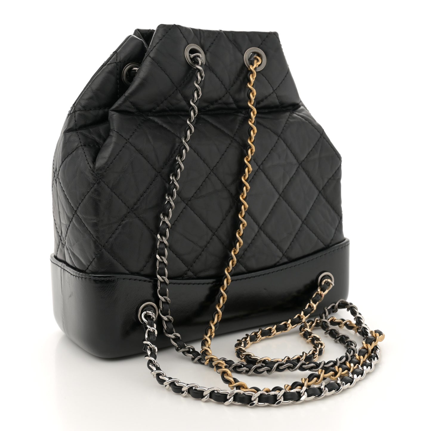 Aged Calfskin Quilted Small Gabrielle Backpack Black