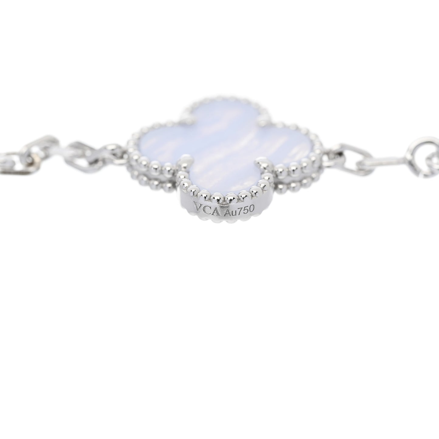 18K White Gold Chalcedony 5 Motifs Vintage Alhambra Bracelet