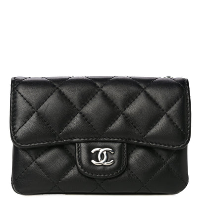 Chanel Lambskin Quilted Zip Card Holder Black 1 of 14