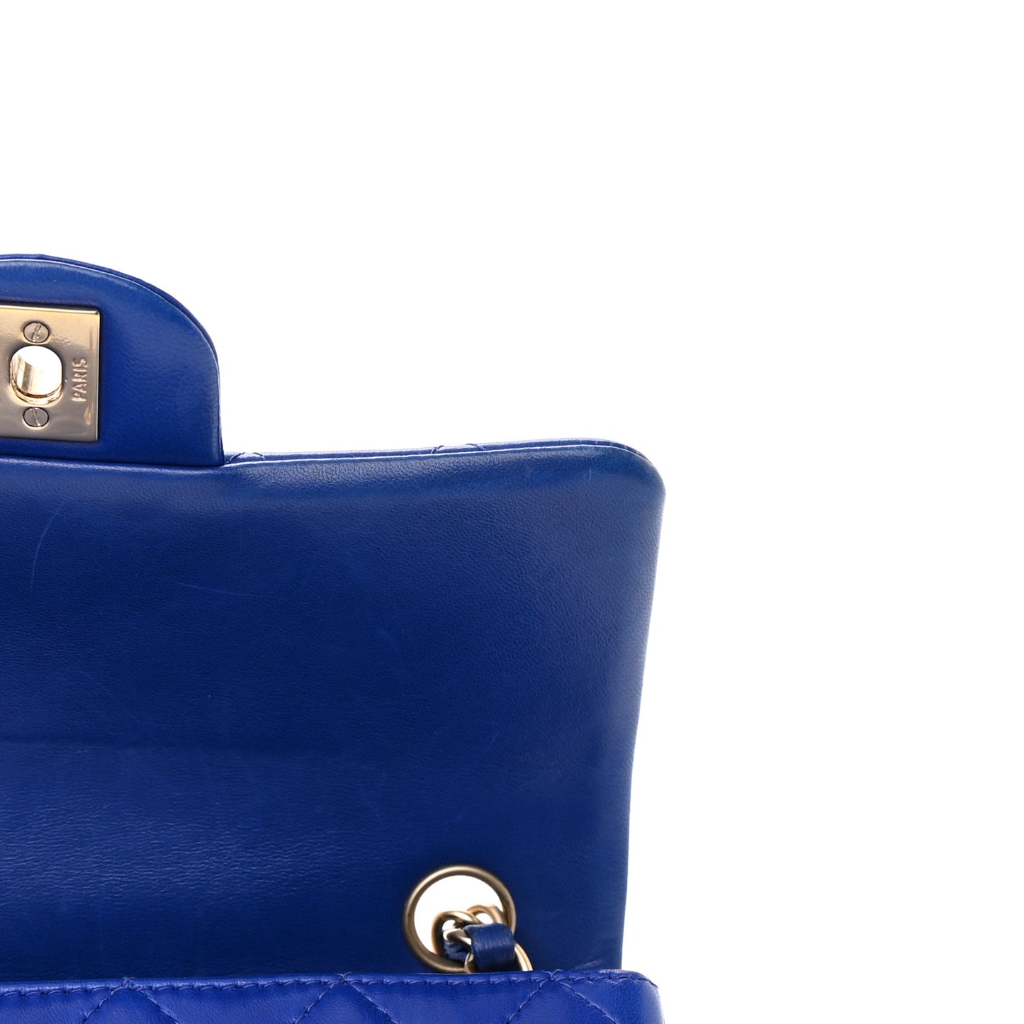 Lambskin Quilted Mini Rectangular Flap Blue