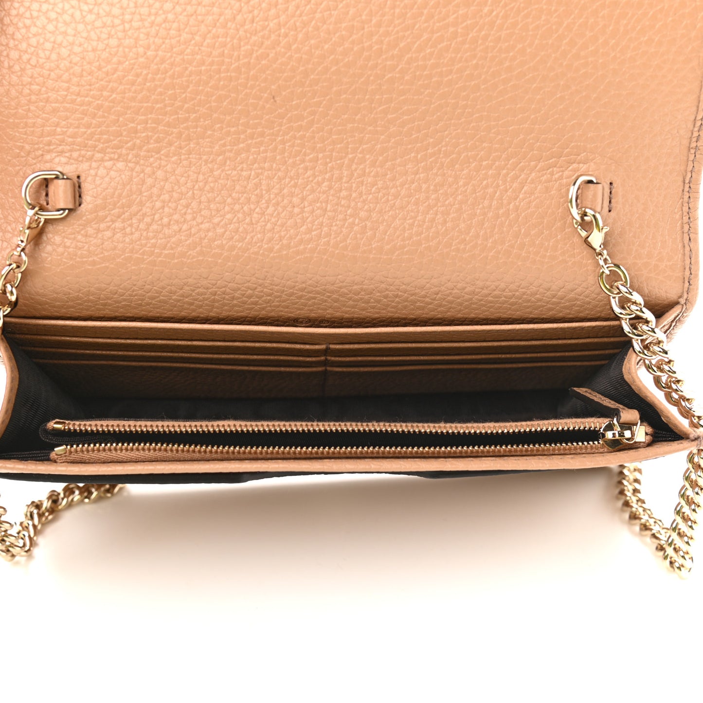 Pebbled Calfskin Soho Wallet on Chain Camelia