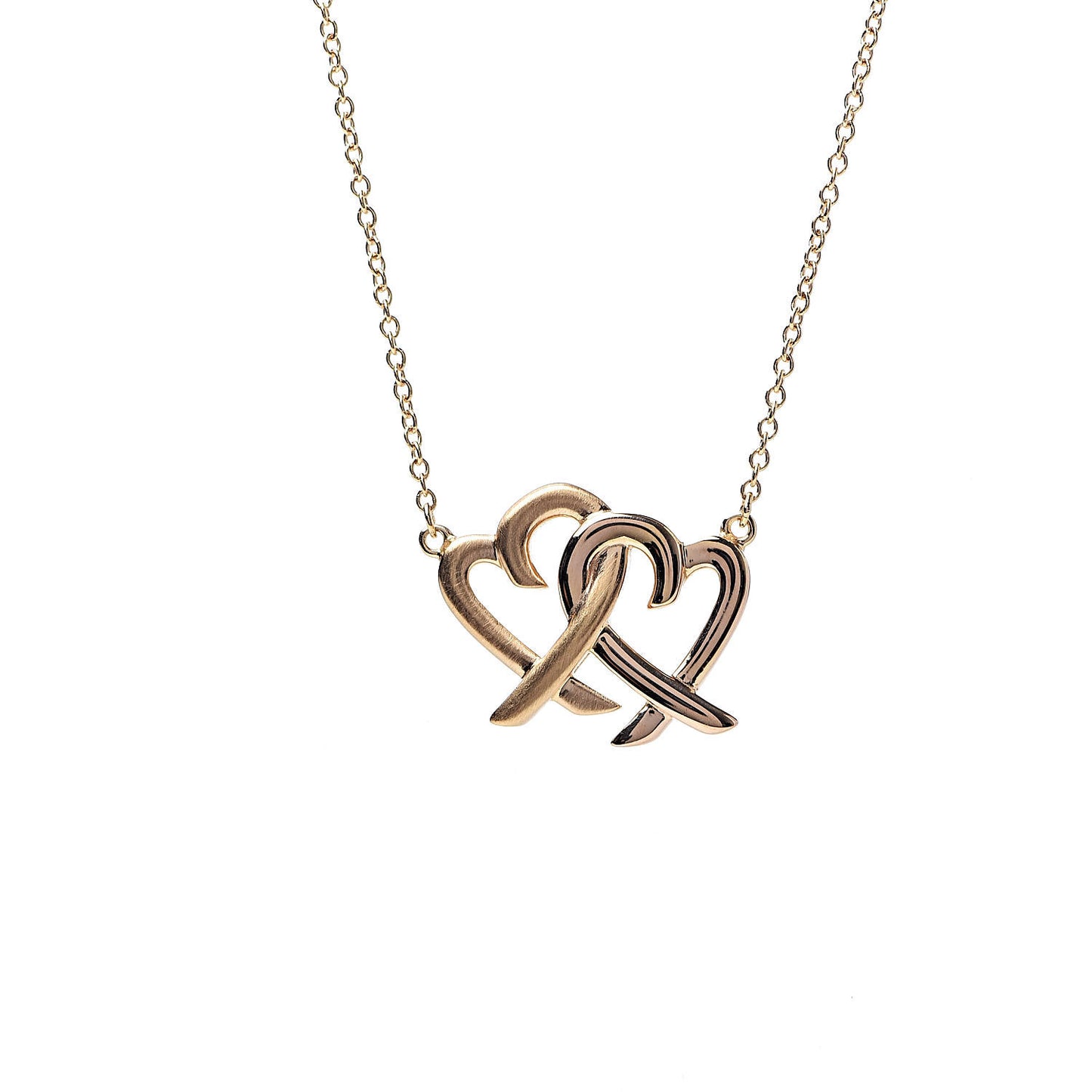 18K Rose Gold Paloma Picasso Loving Heart Interlocking Pendant Necklace