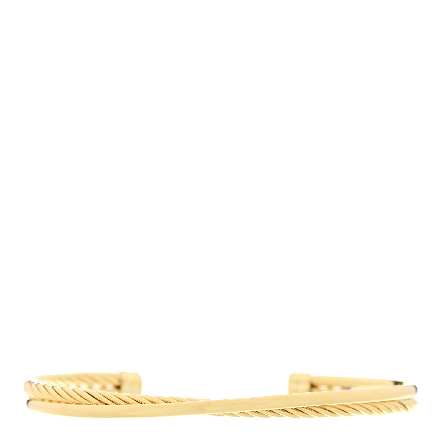 David Yurman 18K Yellow Gold 5mm Crossover Cuff Bracelet 1 of 3
