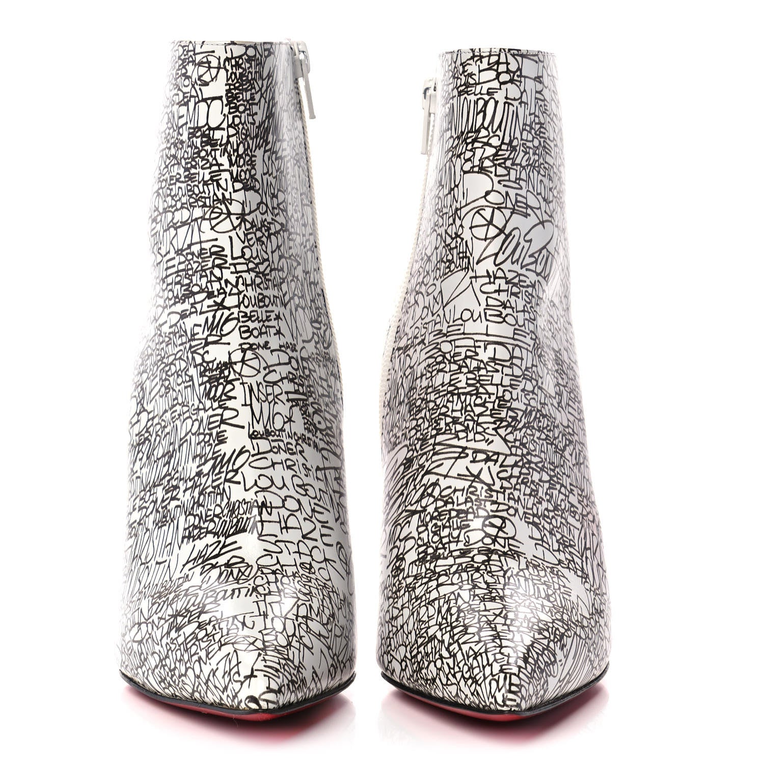 Christian Louboutin Calfskin Caligraf So Kate Booty 100 Ankle Boots 38.5 Black White 2 of 8