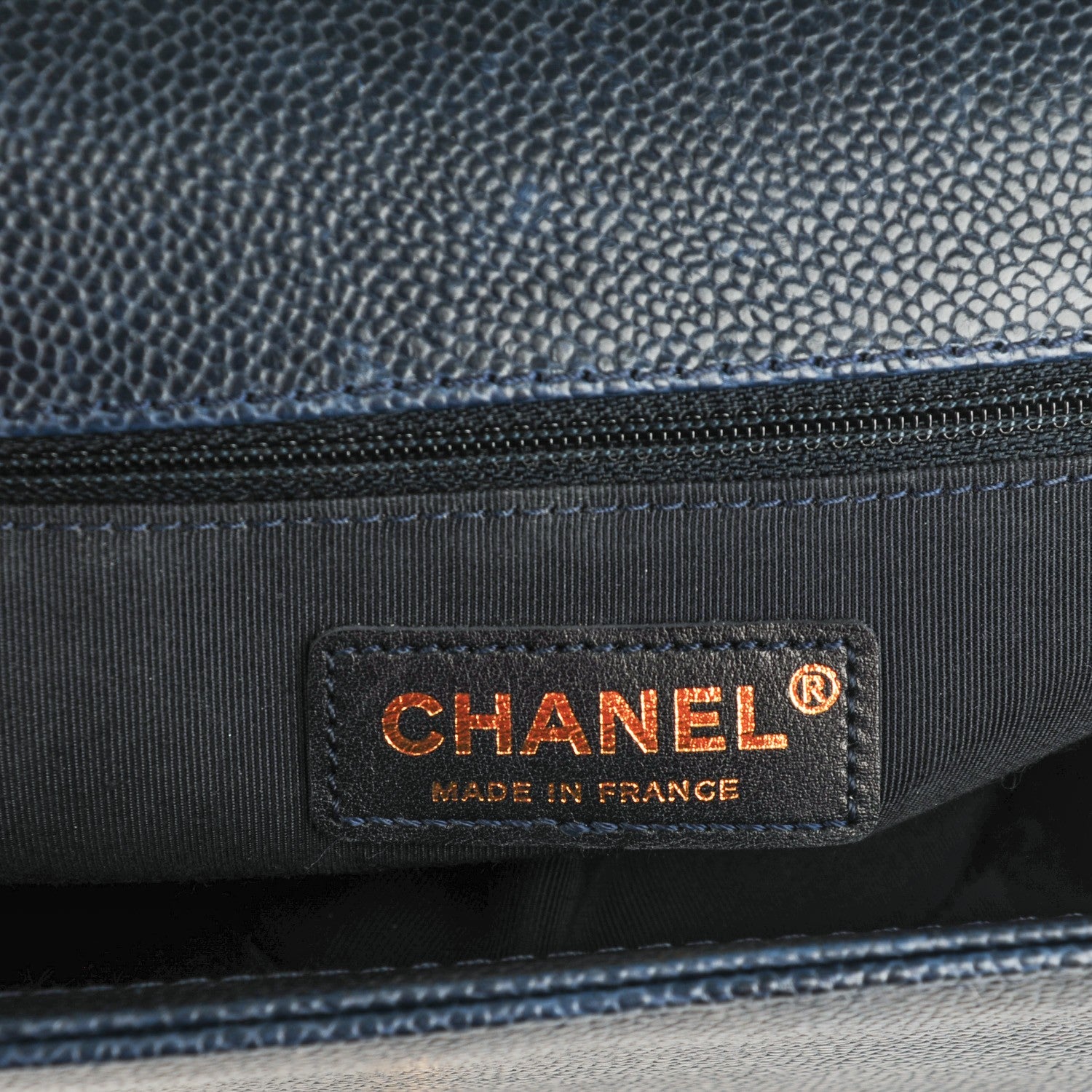 Chanel Caviar Quilted New Medium Boy Flap Dark Navy Blue 7 of 9